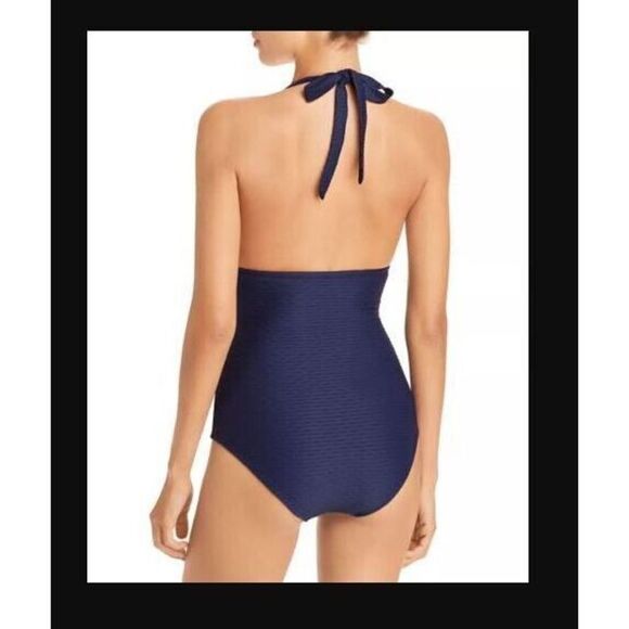 Shoshanna 21TX7455 Women's Sz 6 Navy Textured Tied One Piece Swimsuit $235 - Picture 8 of 8